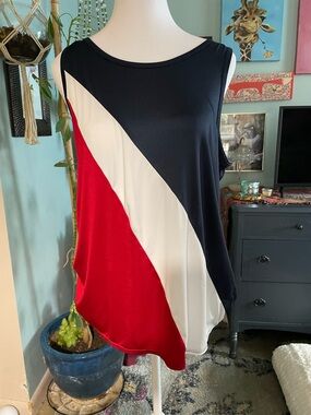 Xersion Colorblock Sleeveless Tank - Navy, White & Red